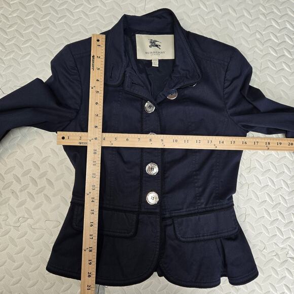 Burberry London Lightweight Military Jacket Women 4 XS Navy Blue Preppy Academia - Picture 10 of 12